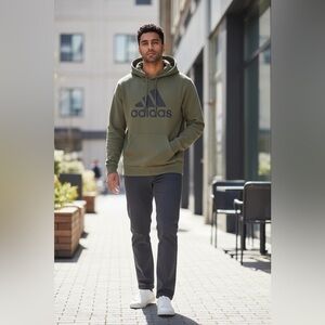 Adidas Men's Olive Green with black logo Hoodie